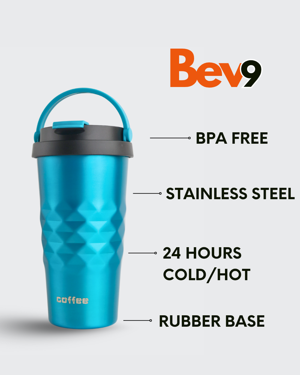 Ceramic Stainless Steel Insulated Water Bottle with Straw (Black) By Bev9