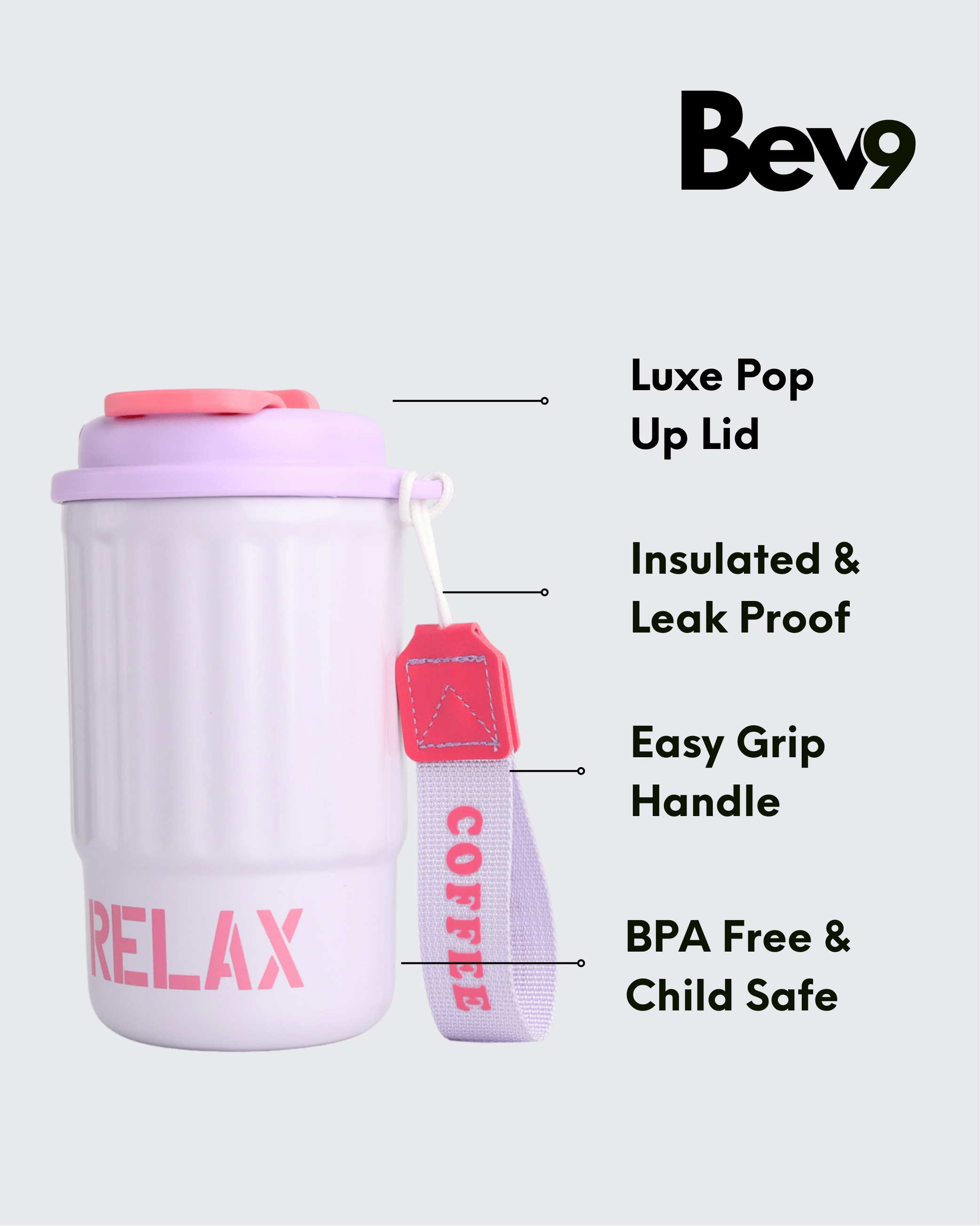 High-Value 316 Stainless Steel Thermos Cup (Black & Pink) By Bev9