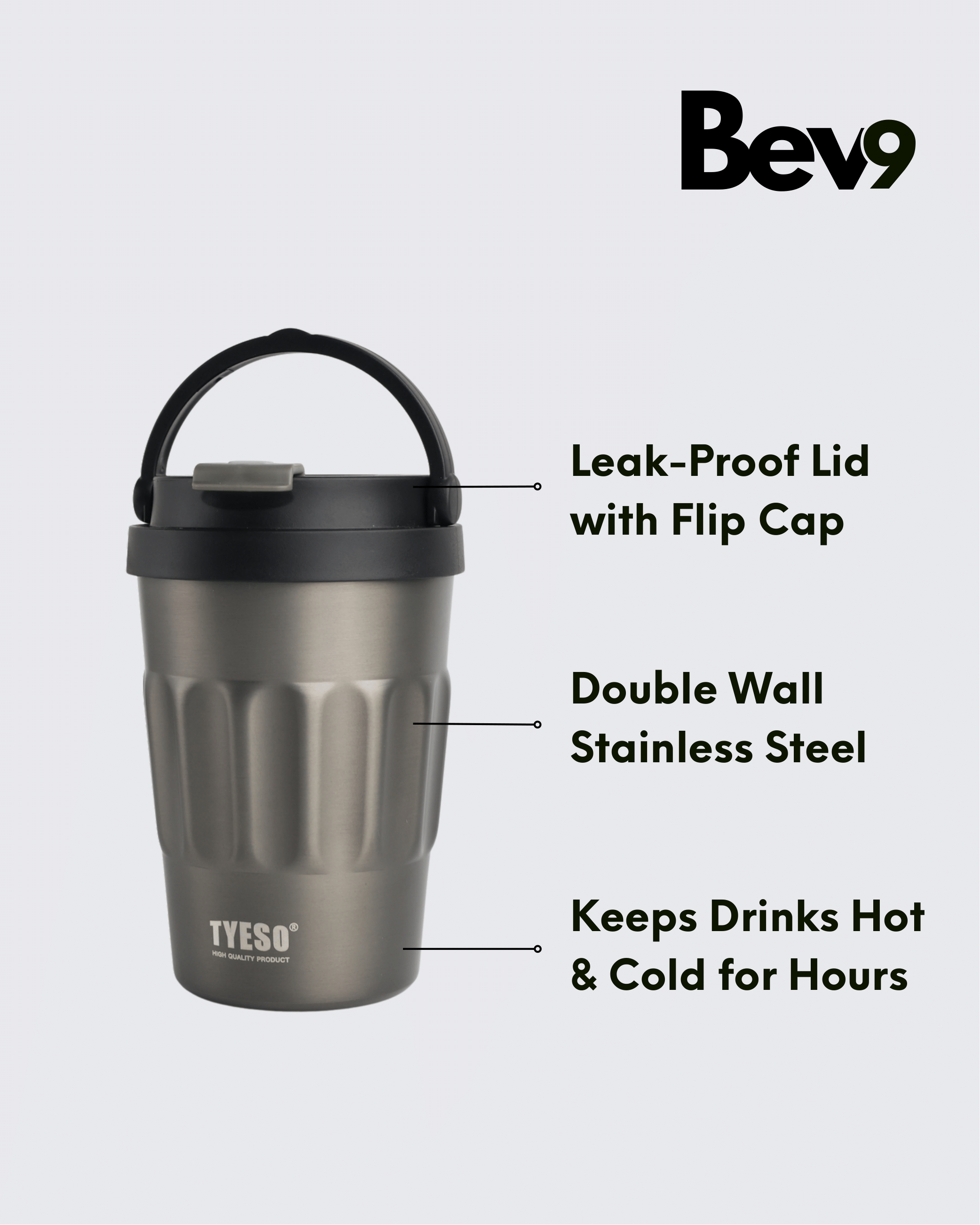 TYESO Insuleted Vaccum Sipper and Travel Coffee Mug (Green) By Bev9