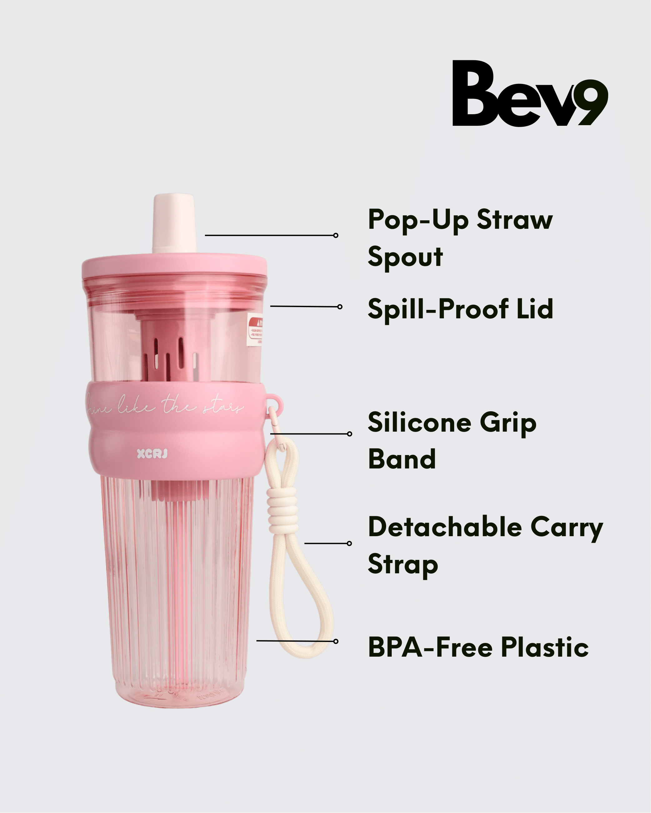 XCRJ Tritan Outdoor Portable Straw Cup (Black) By Bev9