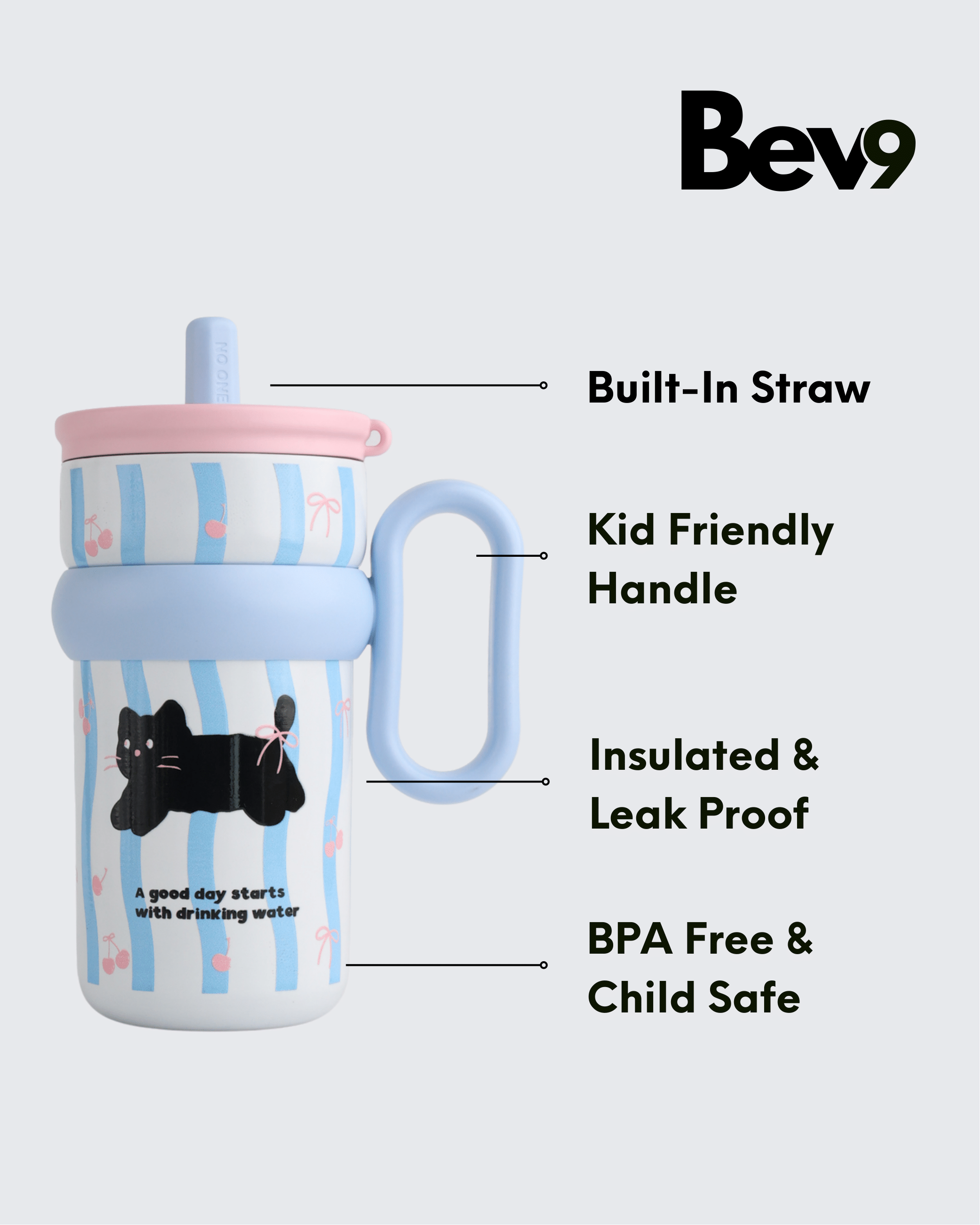 Coffee Tumbler with Lid & Handle (Blue) By Bev9