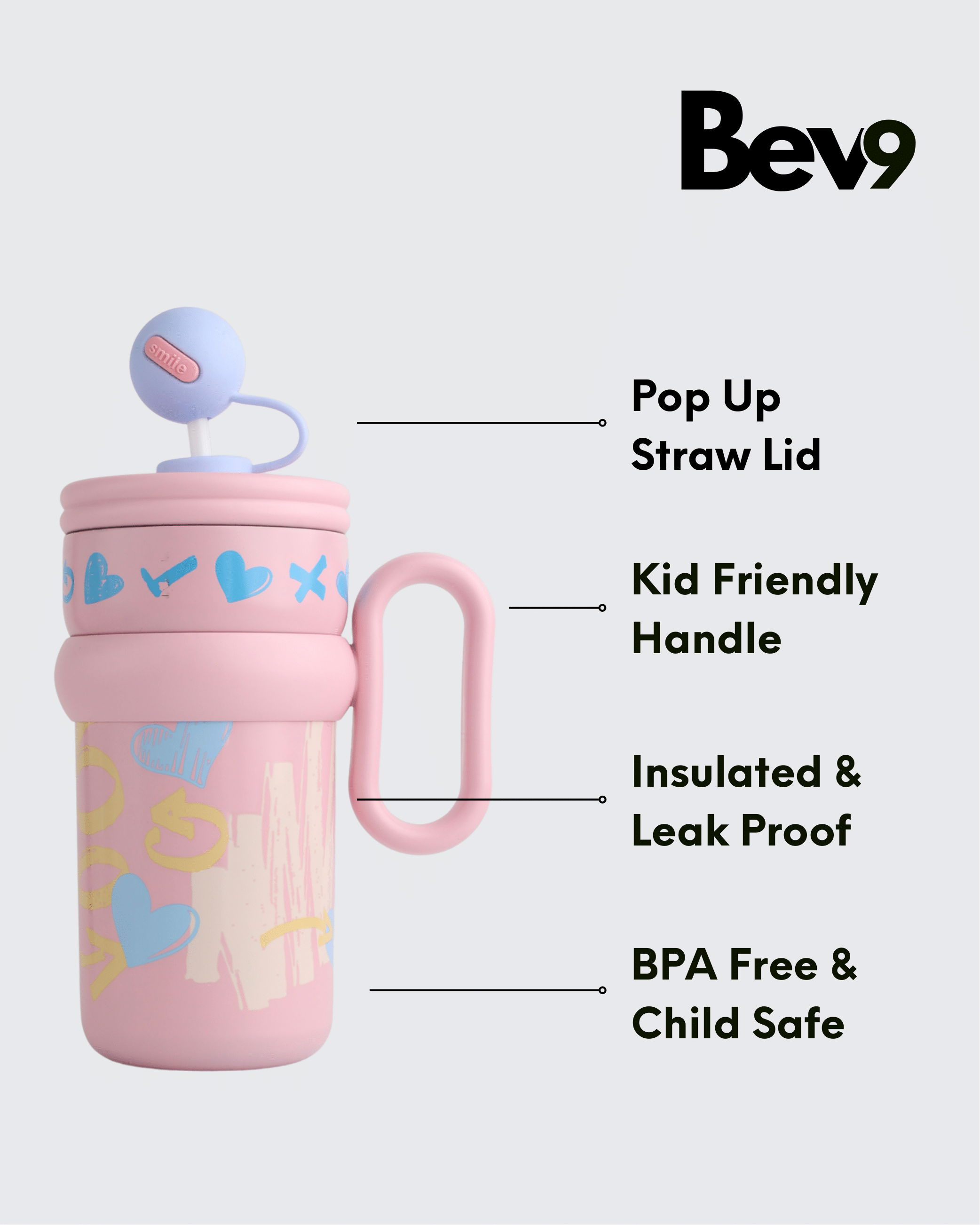 UJEAVETTE Stainless Steel Insulated Tumbler (Baige & Pink) By Bev9