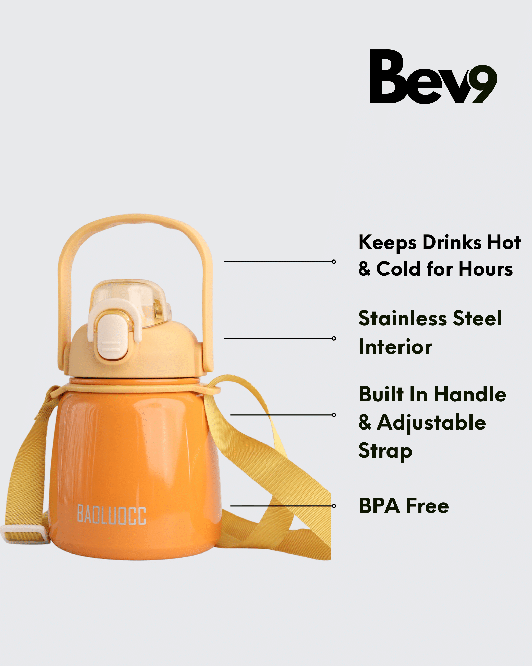 ZUCUR Glitz Big Belly Kawaii water Bottle (Orange) By Bev9