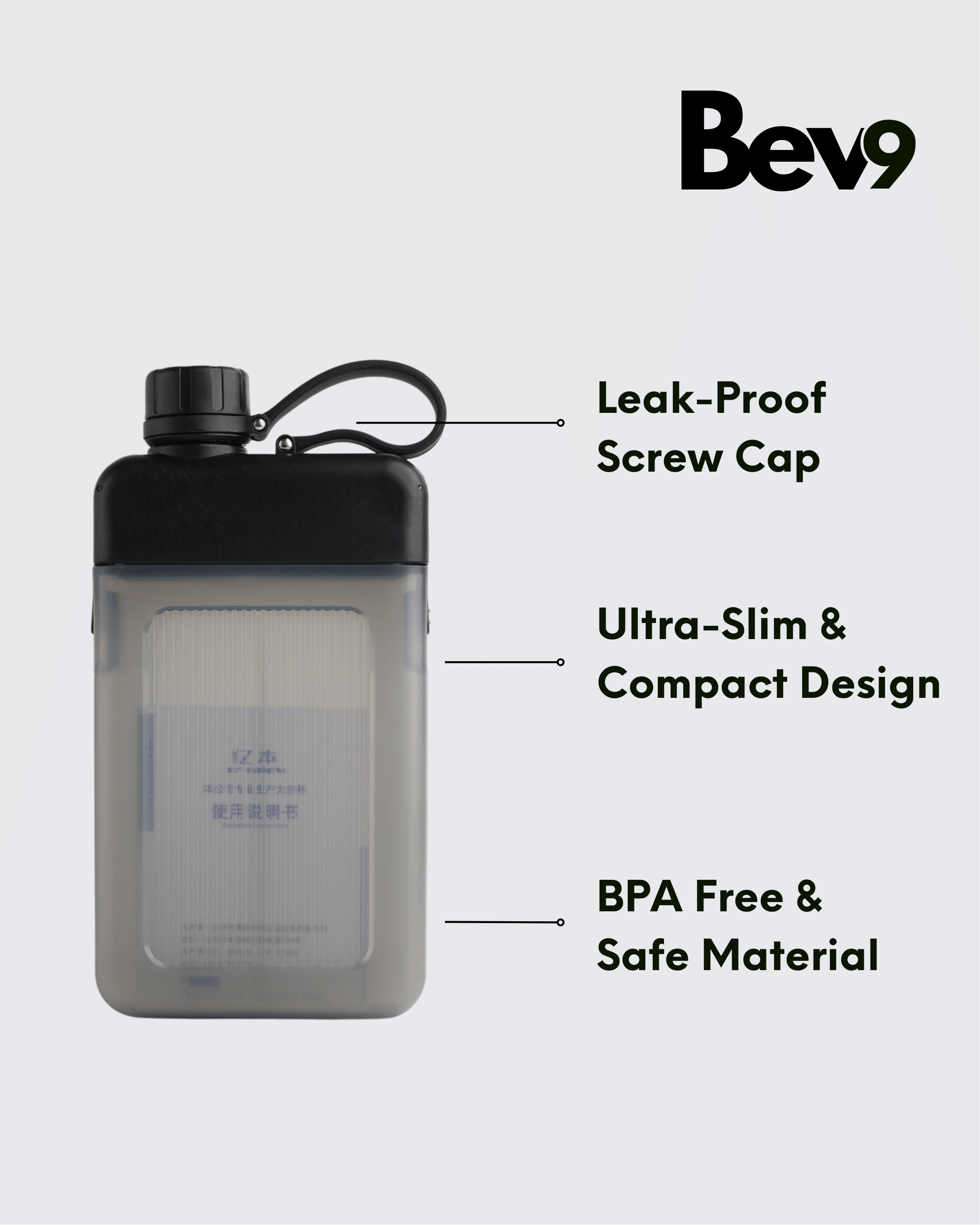 Square Sports Bottle Leak-Proof (White) By Bev9