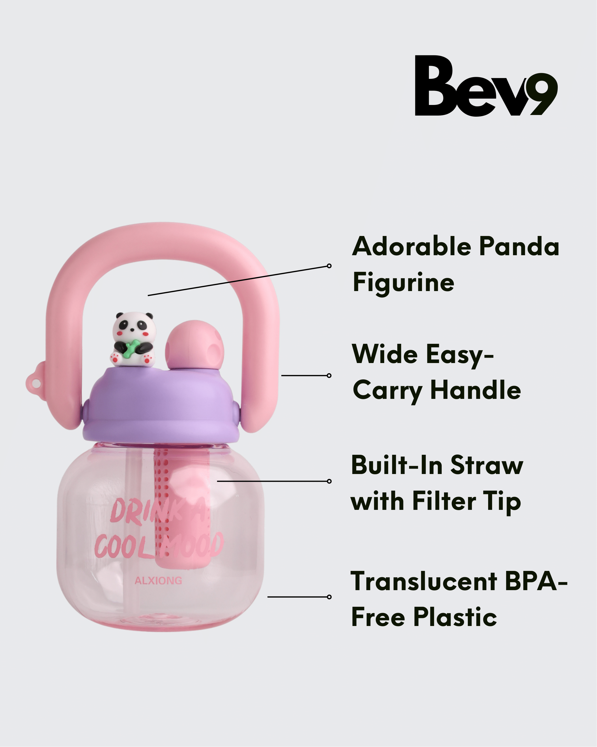 Cute Panda Buddy Bottle (Purple & Pink) By Bev9