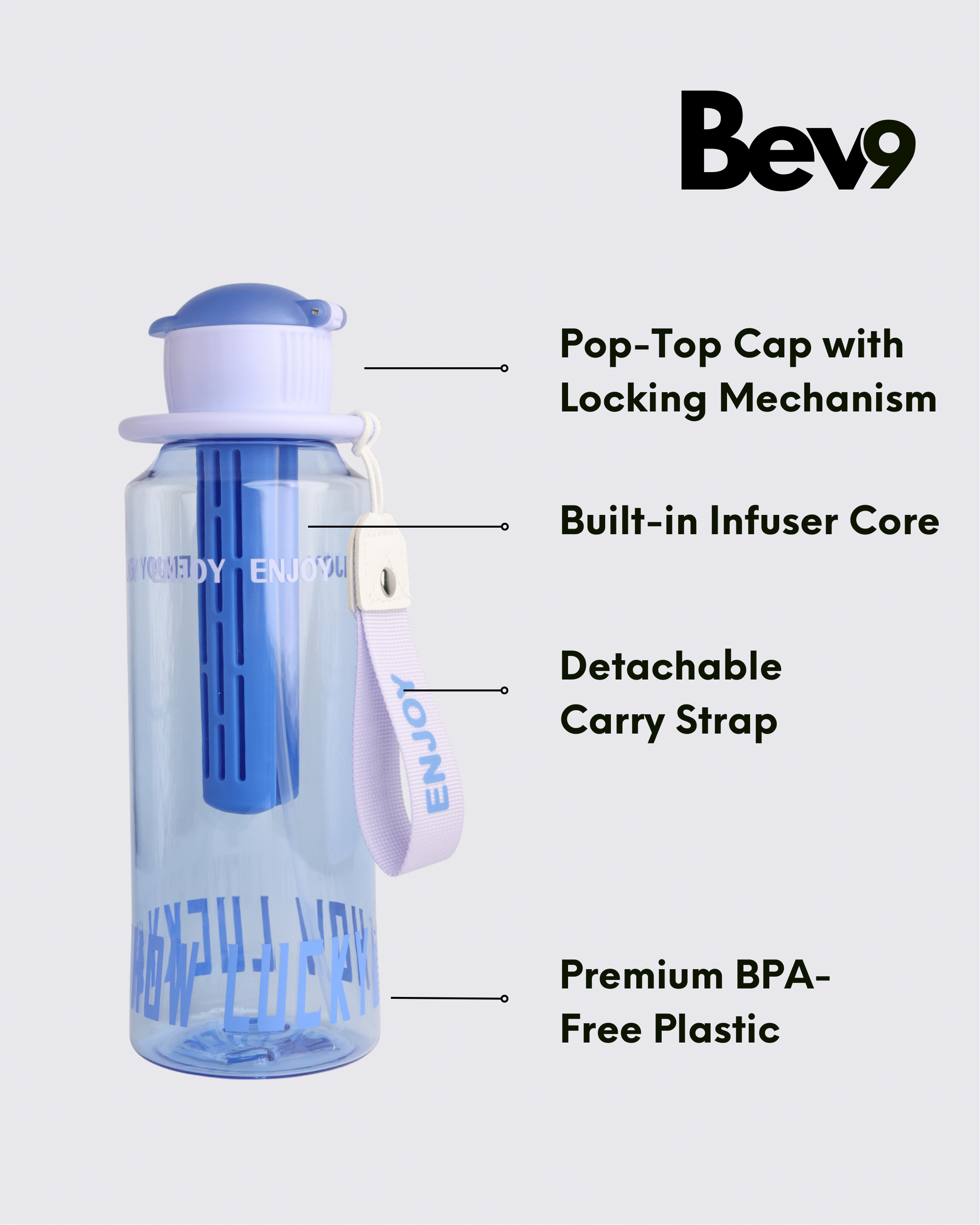 InfuseJoy Detox Water Bottle (Pink) By Bev9