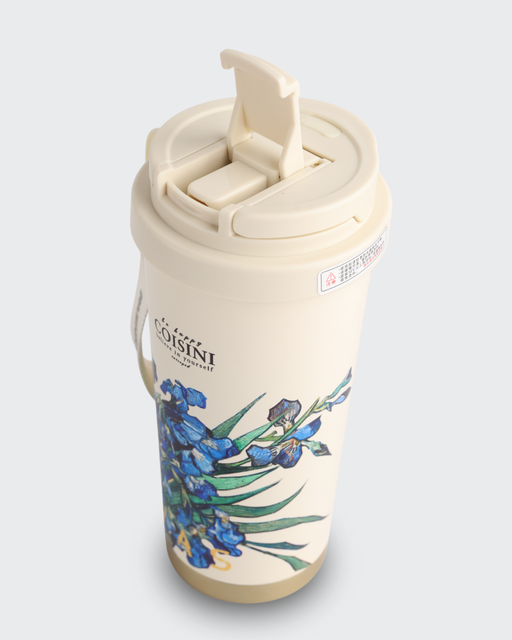 COISINI Insulated Stainless Steel Coffee Cup Dual Drink Straw (Iris) By Bev9