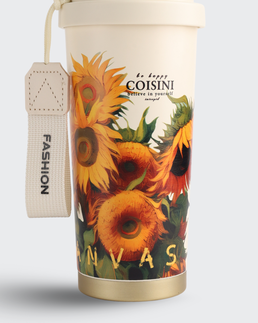 COISINI Insulated Stainless Steel Coffee Cup Dual Drink Straw (Sunflower) By Bev9
