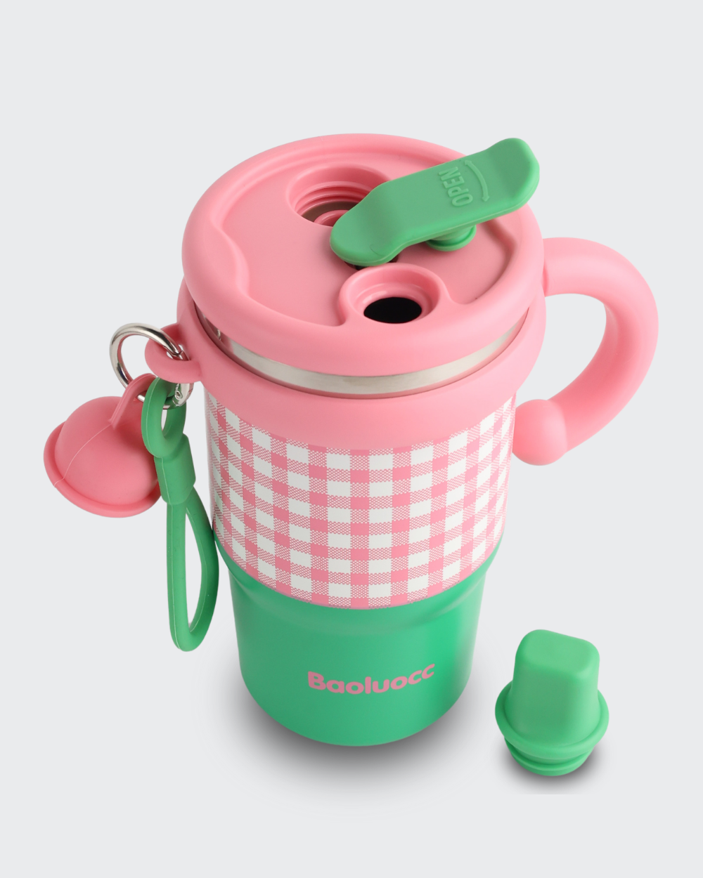 Baoluocc Coffee Insulated Cup Stainless Steel (Green & Pink) By Bev9