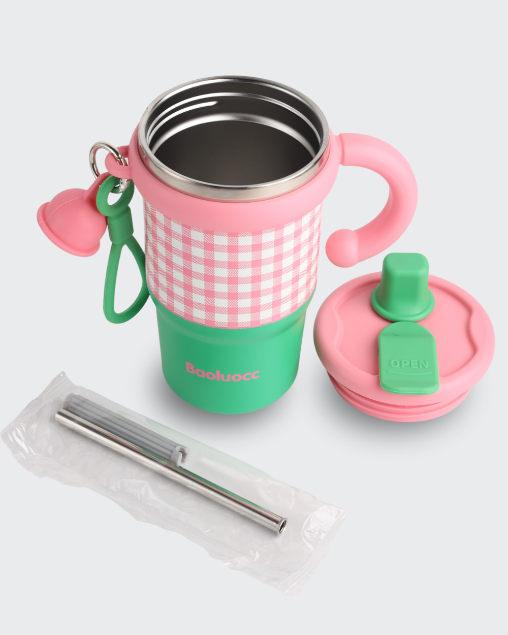Baoluocc Coffee Insulated Cup Stainless Steel (Green & Pink) By Bev9