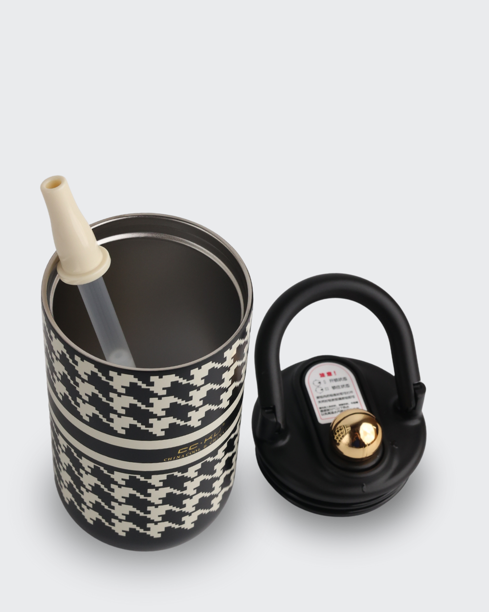 CC.KU Retro Thermos Cup (Black & White) by Bev9