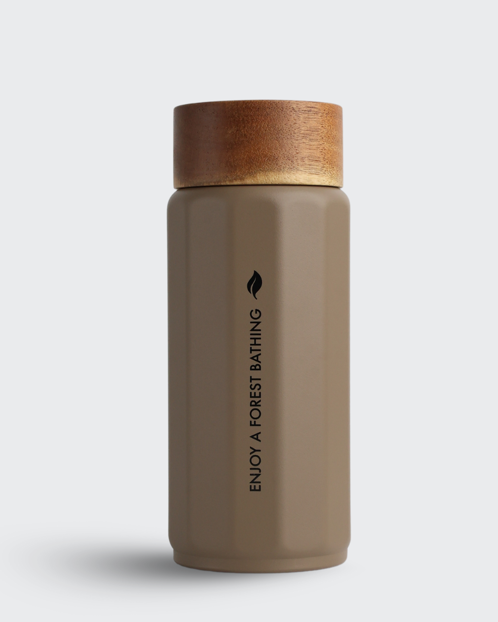 DODECAGON Stainless Steel Vacuum Bottle with Wooden-Lock Cap ( Brown ) By Bev9