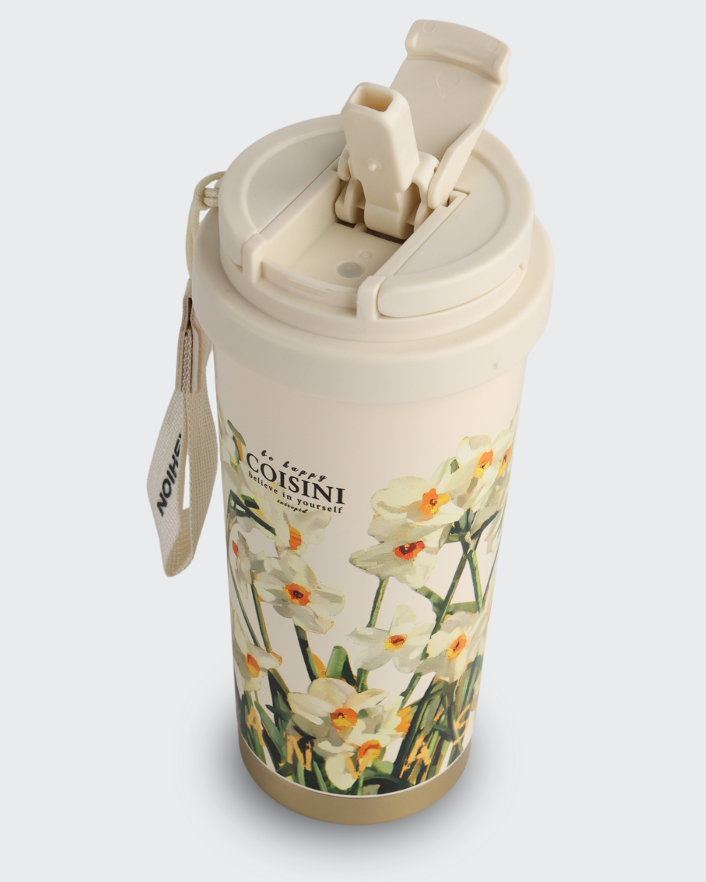 COISINI Insulated Stainless Steel Coffee Cup Dual Drink Straw (Daffodil) By Bev9