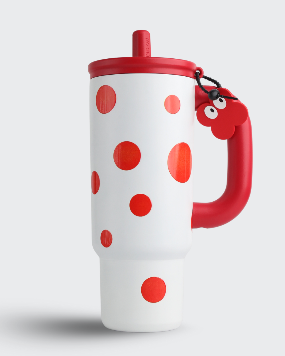 Tumbler with Handle Insulated Thermal Water Bottle (White & Red) By Bev9