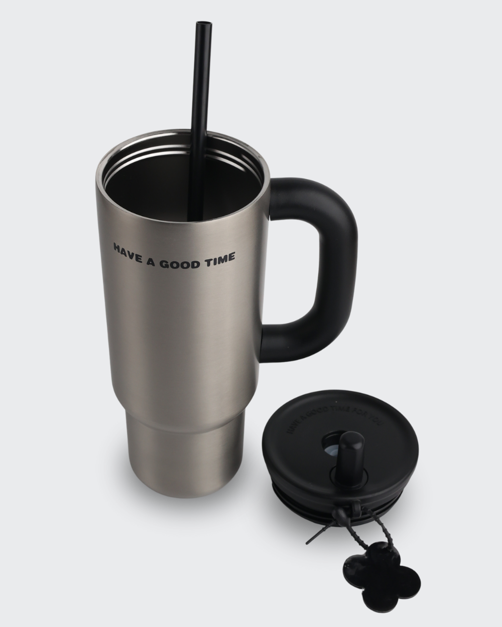 Tumbler with Handle Insulated Thermal Water Bottle (Silver) By Bev9