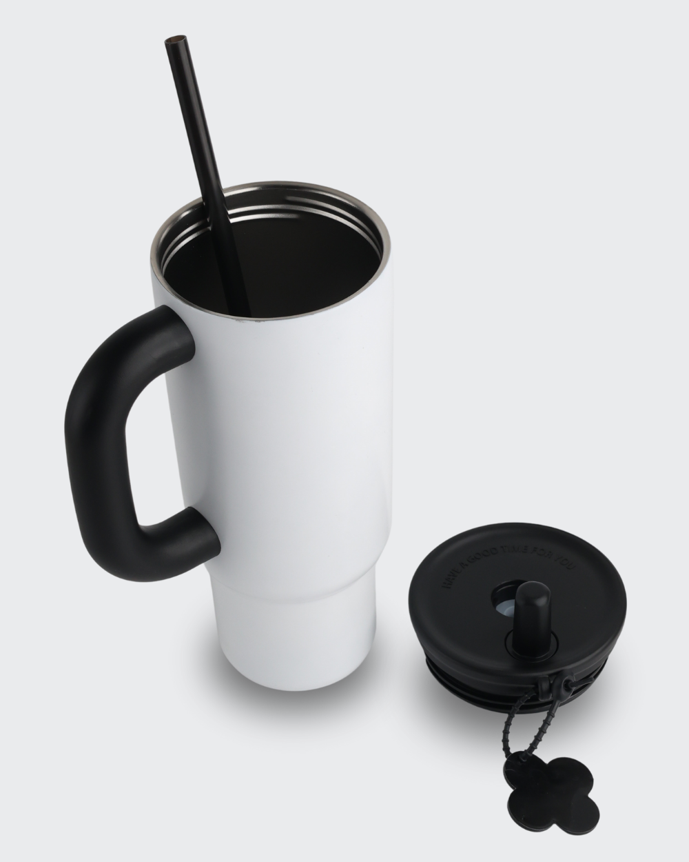 Tumbler with Handle Insulated Thermal Water Bottle (white) By Bev9