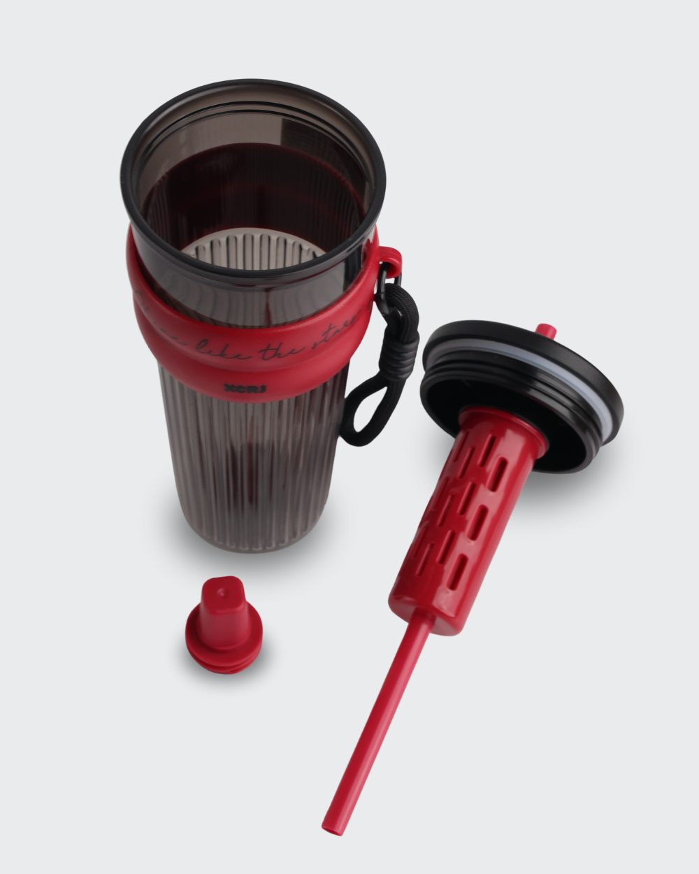 XCRJ Tritan Outdoor Portable Straw Cup (Black & Red) By Bev9
