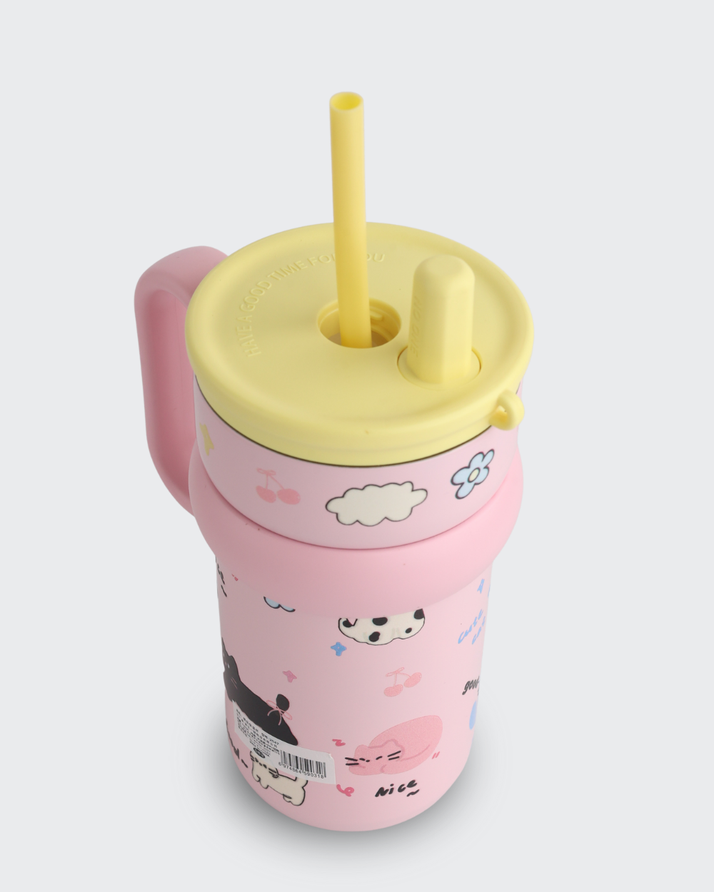 Coffee Tumbler with Lid & Handle(Pink & Yellow) By Bev9