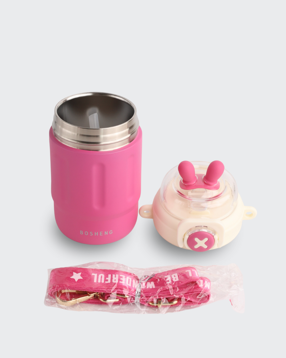 Bunny Magic Water Bottle Hot & Cold ( White & Pink) By Bev9