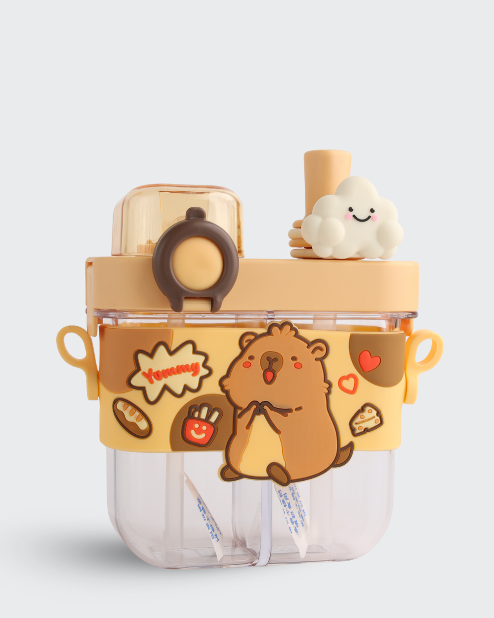 Capybara Dual compartment Tritan Kid Water Bottle (Brown) By Bev9