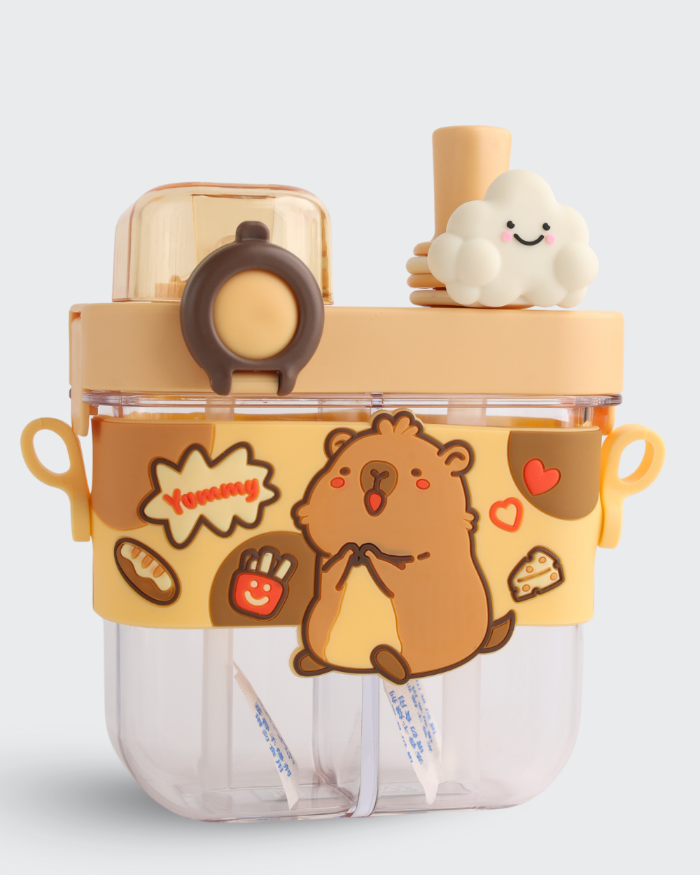 Capybara Dual compartment Tritan Kid Water Bottle (Brown) By Bev9