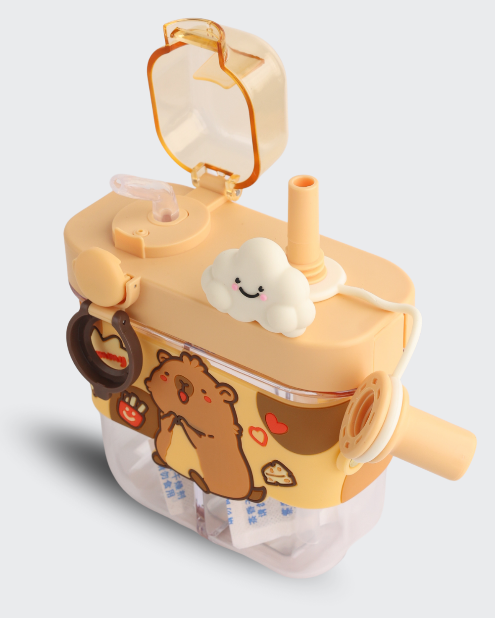 Capybara Dual compartment Tritan Kid Water Bottle (Brown) By Bev9