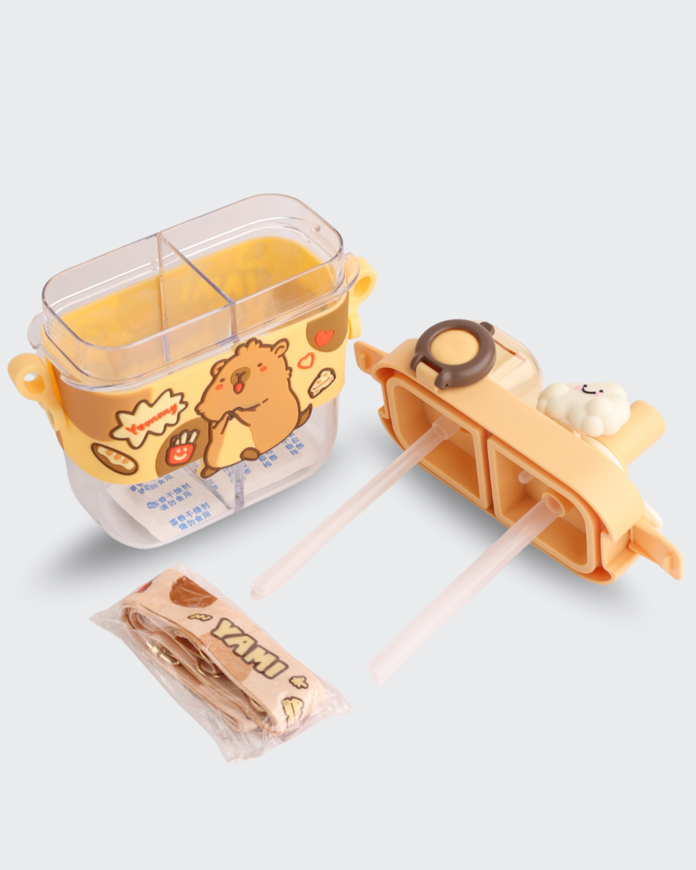 Capybara Dual compartment Tritan Kid Water Bottle (Brown) By Bev9