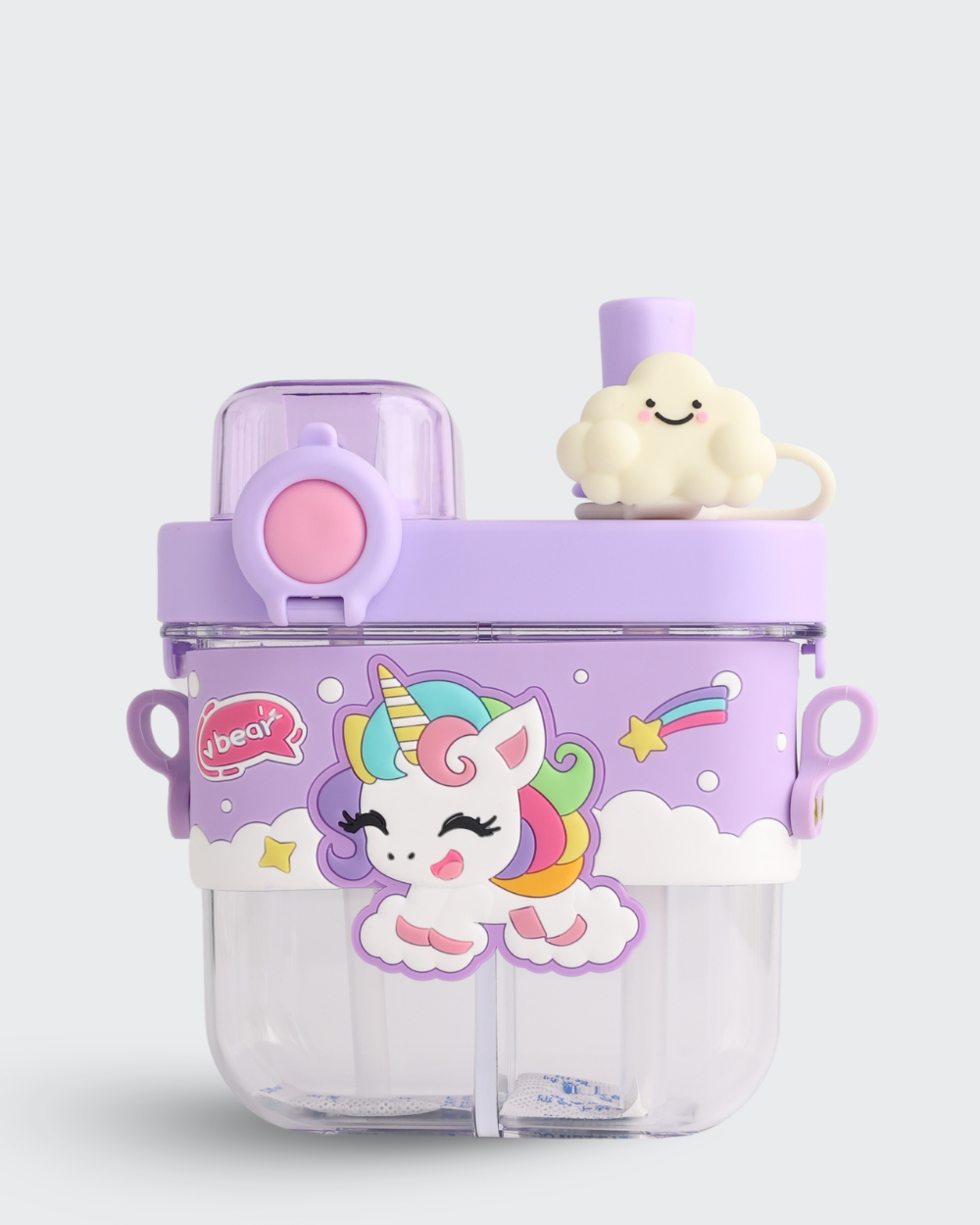 Unicorn Dual compartment Tritan Kid Water Bottle (Purple) By Bev9