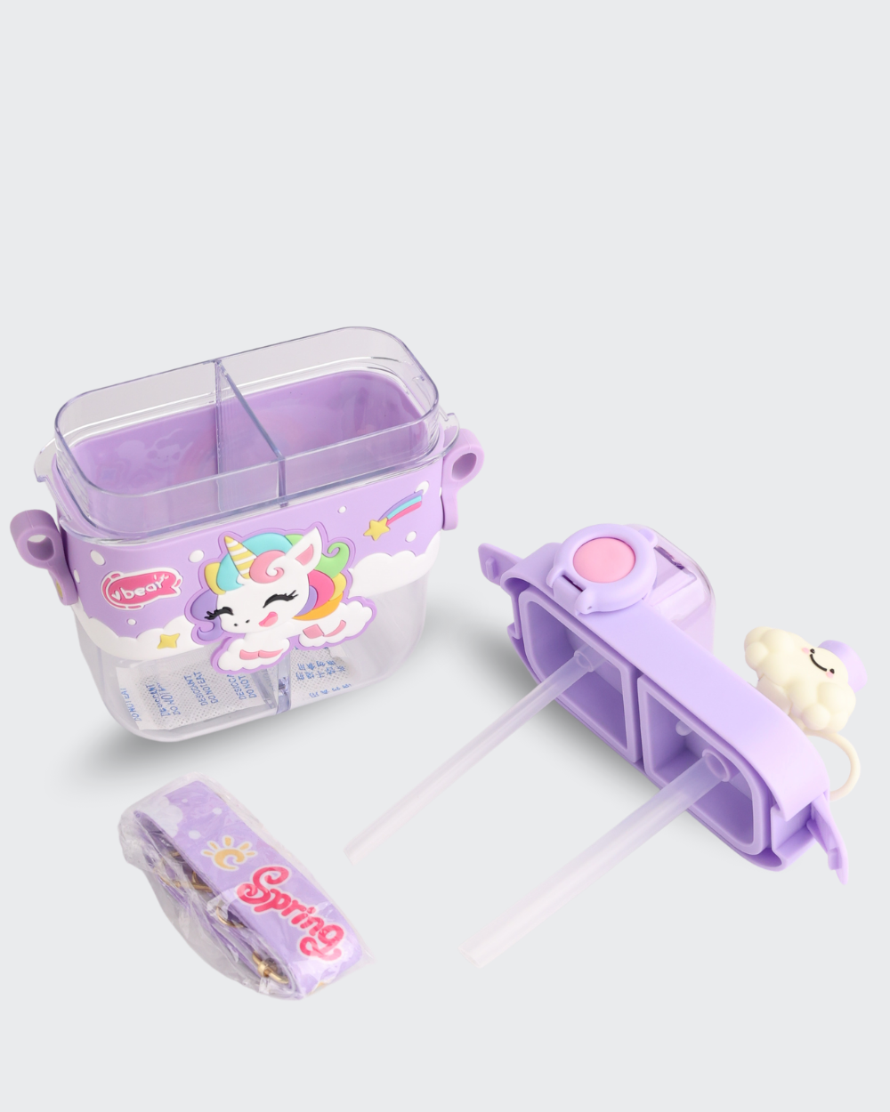 Unicorn Dual compartment Tritan Kid Water Bottle (Purple) By Bev9