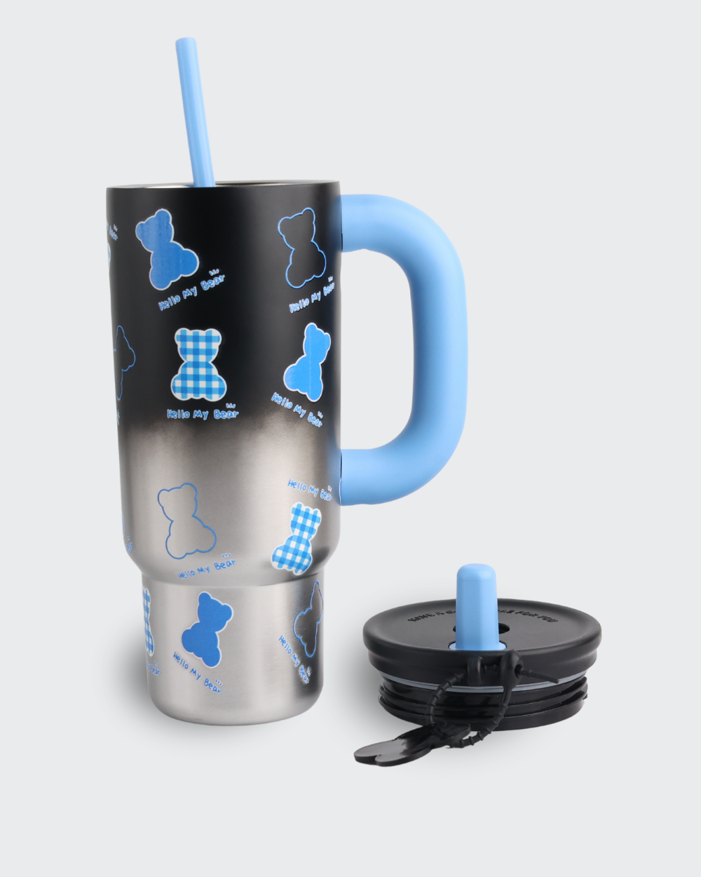 Bear Tumbler Insulated Thermal Water Bottle (Black & Blue) By Bev9