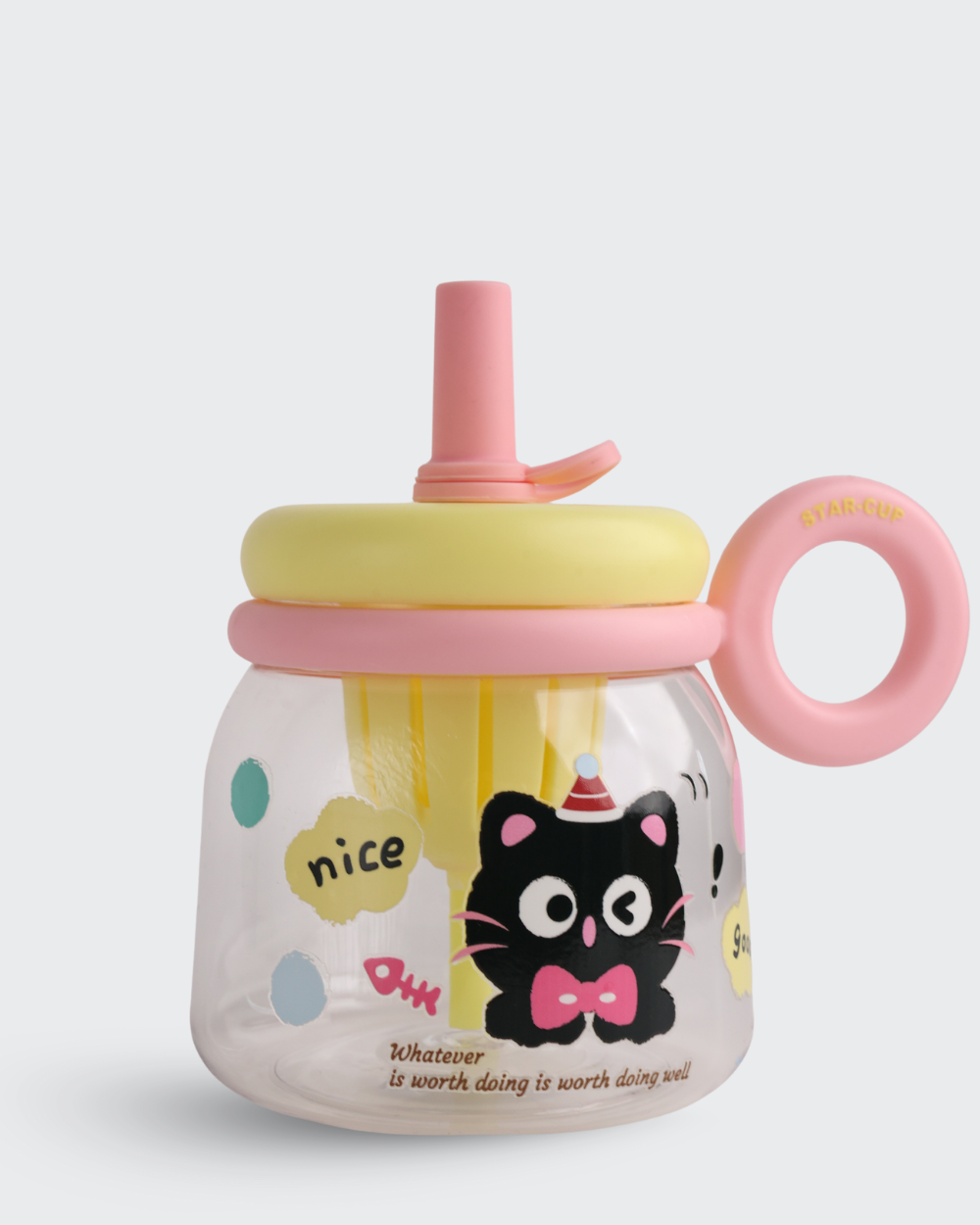 STAR CUP Sipper Kid Drinking Bottle (Yellow & Pink) By Bev9