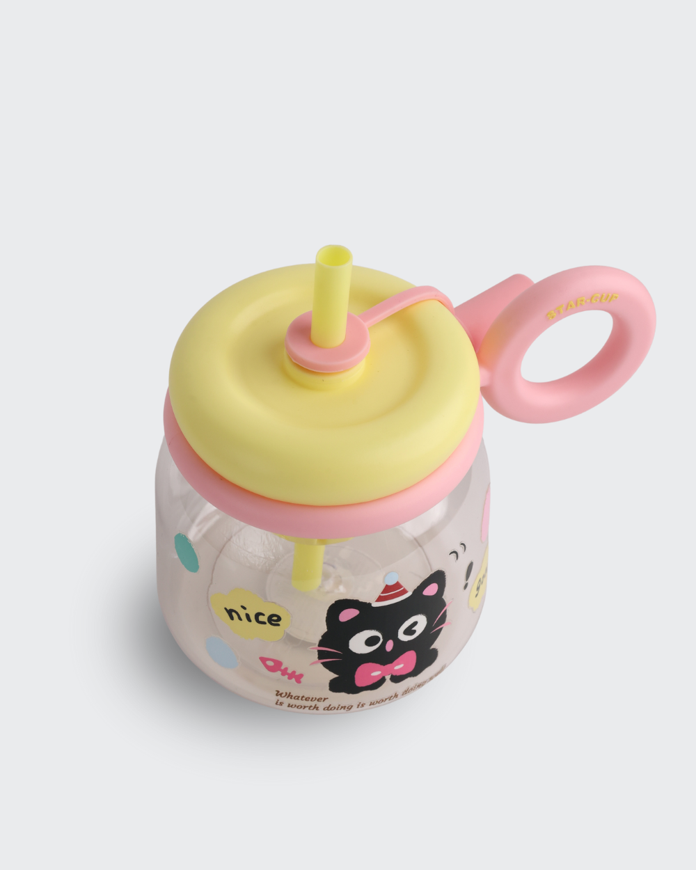 STAR CUP Sipper Kid Drinking Bottle (Yellow & Pink) By Bev9