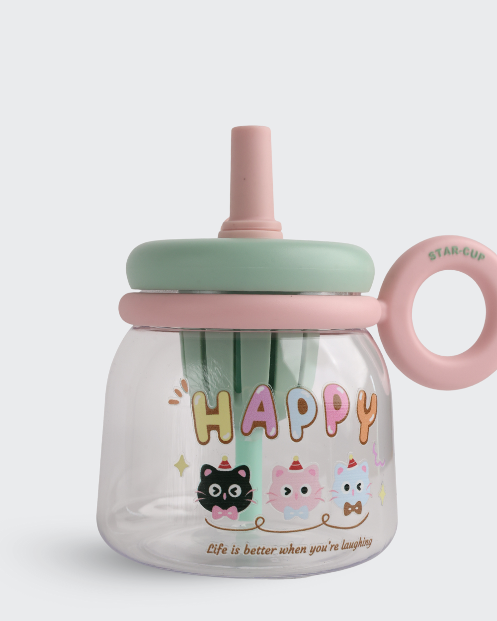 STAR CUP Sipper Kid Drinking Bottle (Green & Pink) By Bev9