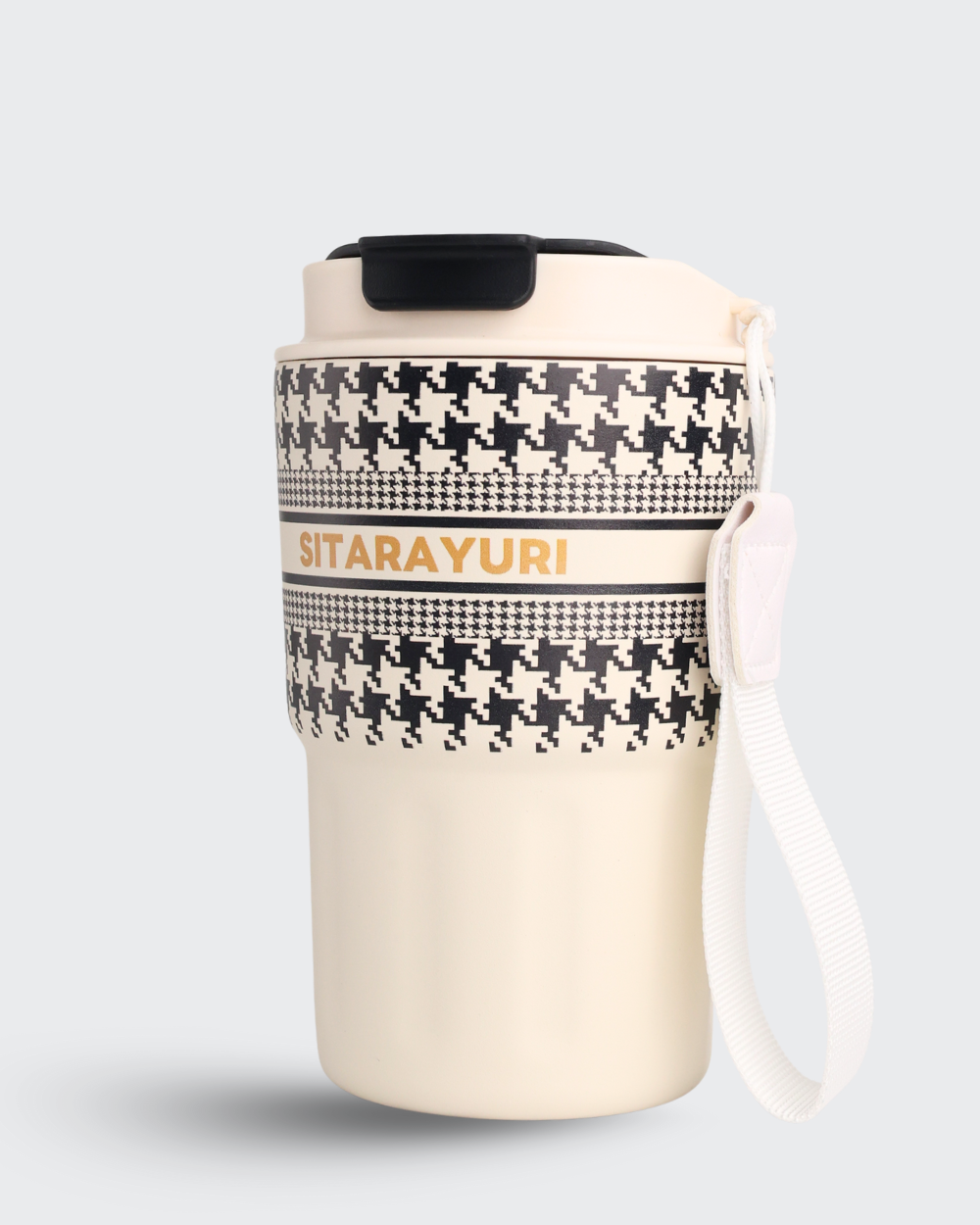 Sitarayuri Premium Stainless Steel Coffee Travel Mug (Beige & Black) by Bev9