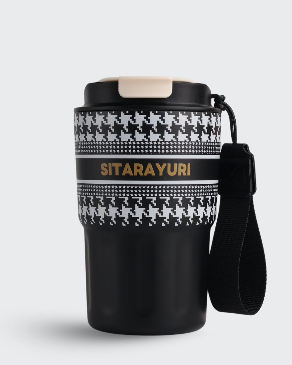 Sitarayuri Premium Stainless Steel Coffee Travel Mug (Black & Beige) by Bev9