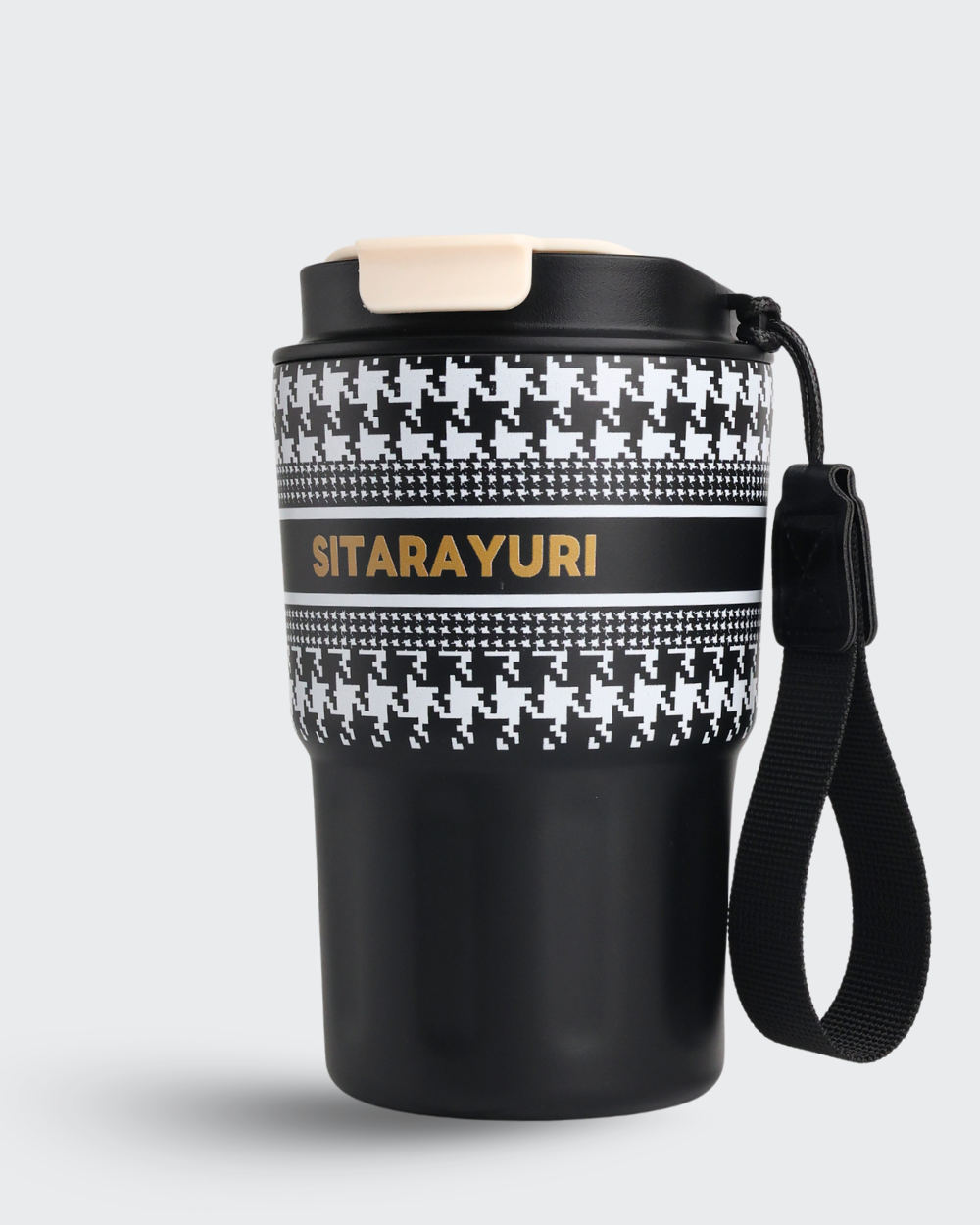 Sitarayuri Premium Stainless Steel Coffee Travel Mug (Black & Beige) by Bev9