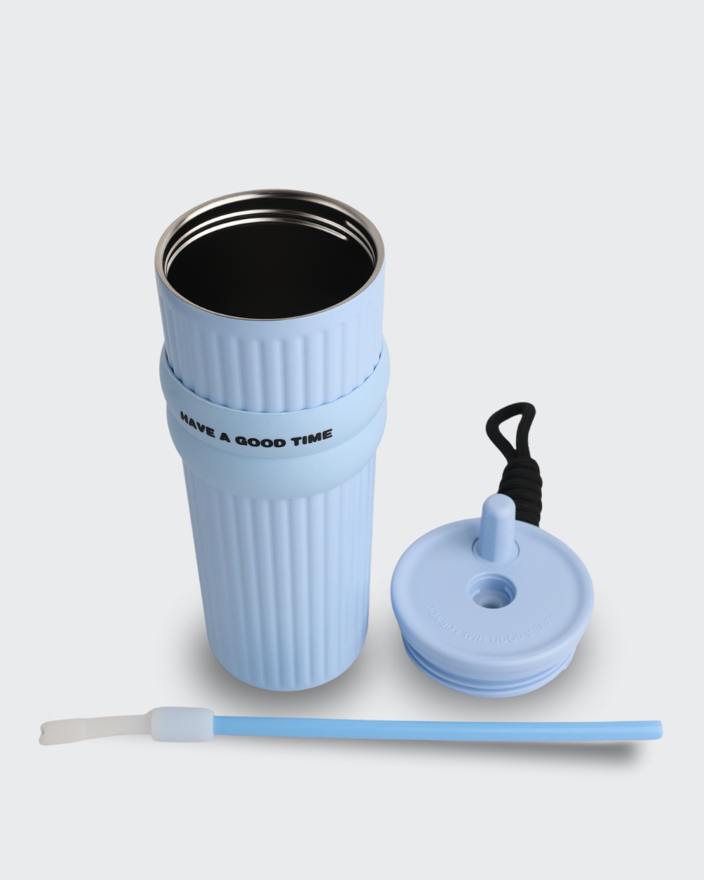 Ceramic Stainless Steel Insulated Water Bottle with Straw (Blue) By Bev9