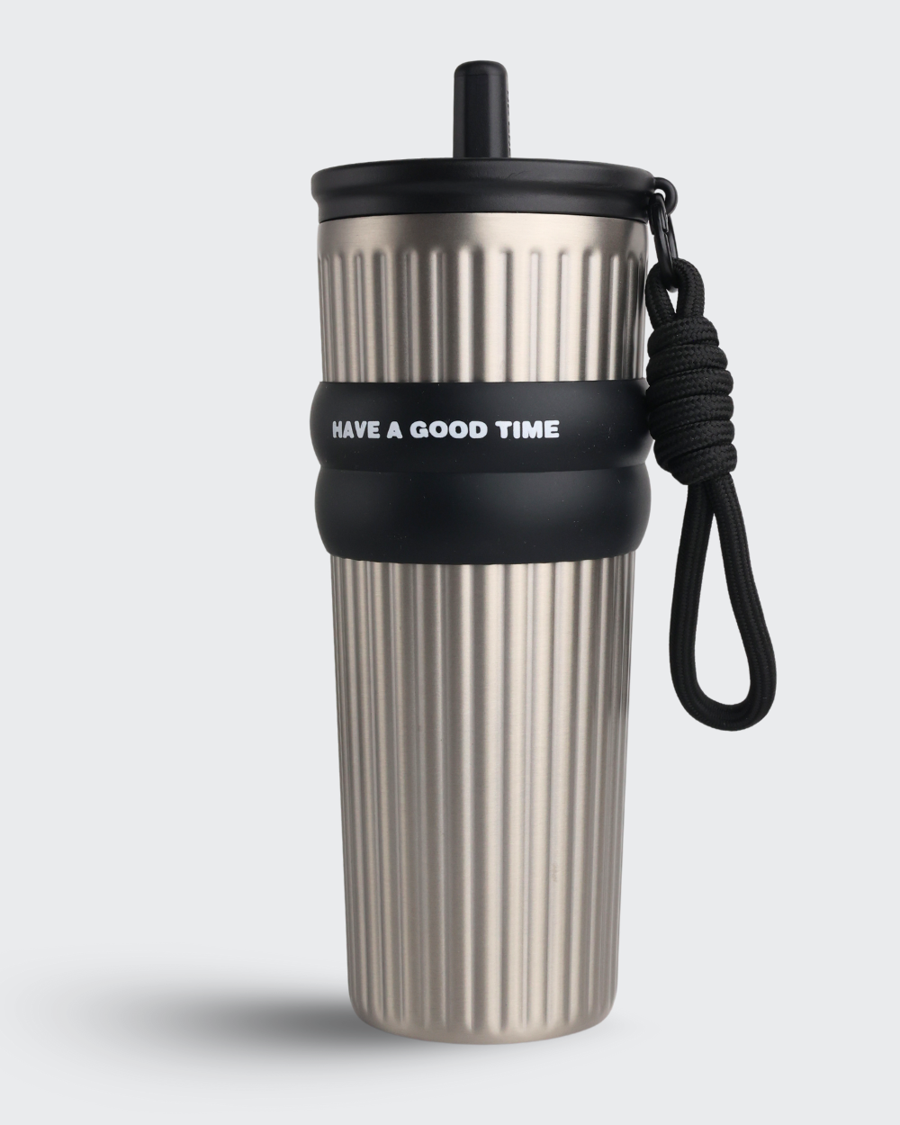 Ceramic Stainless Steel Insulated Water Bottle with Straw (Gray) By Bev9