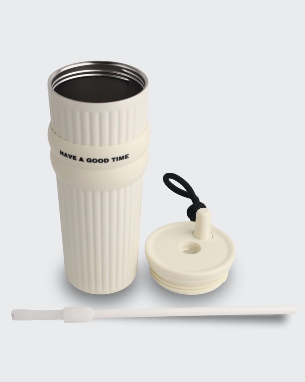 Ceramic Stainless Steel Insulated Water Bottle with Straw (White) By Bev9