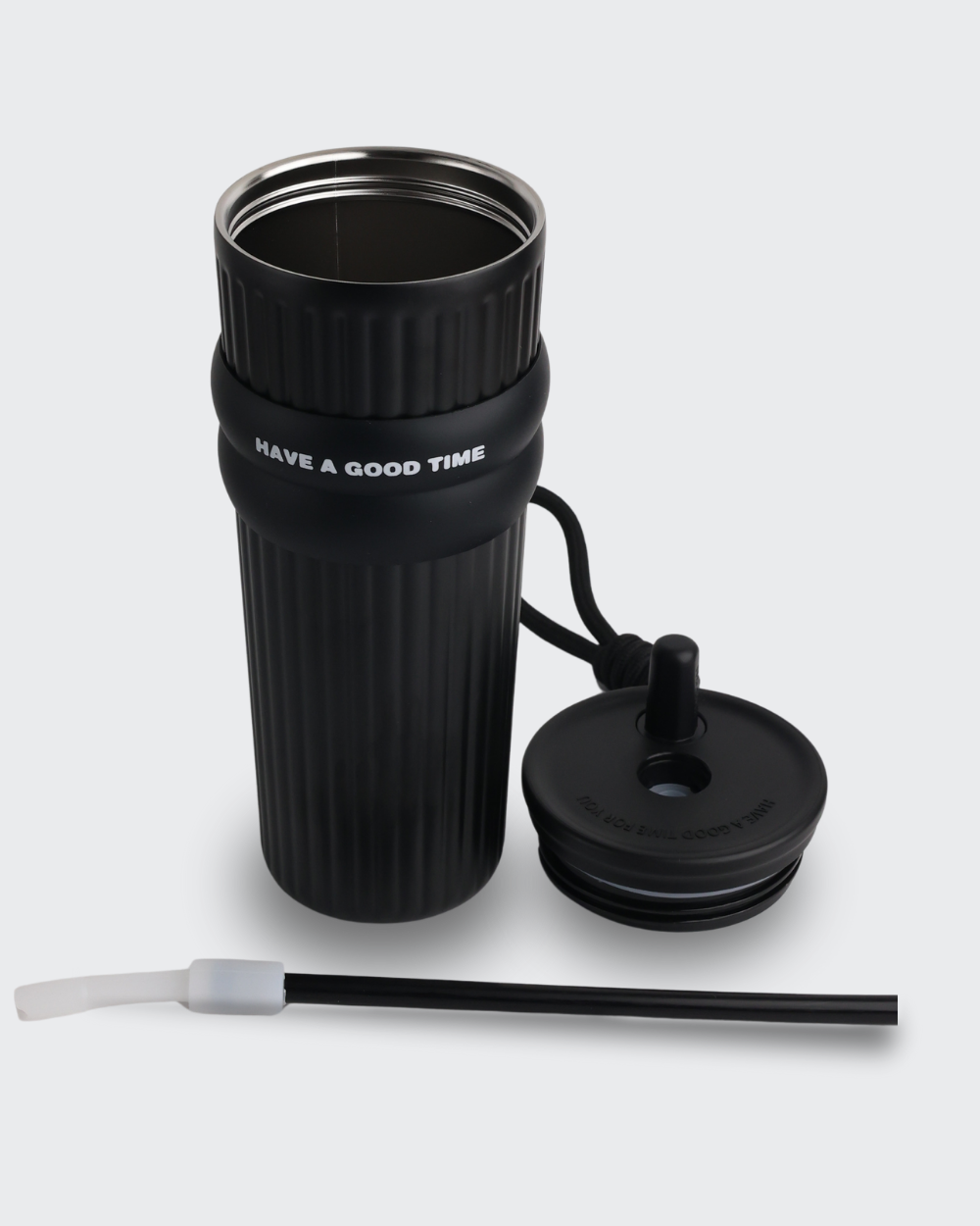 Ceramic Stainless Steel Insulated Water Bottle with Straw (Black) By Bev9