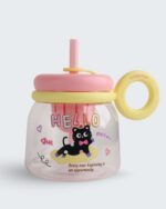 Cat Handle Bottle 950ML Cute Straw Water Bottle